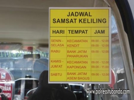 Jadwal SAMSAT Keliling Situbondo April 2024