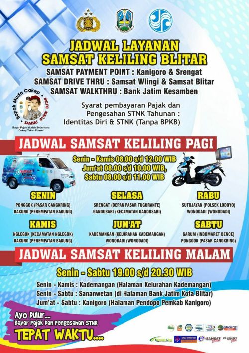 Jadwal SAMSAT Keliling Blitar Mei 2024