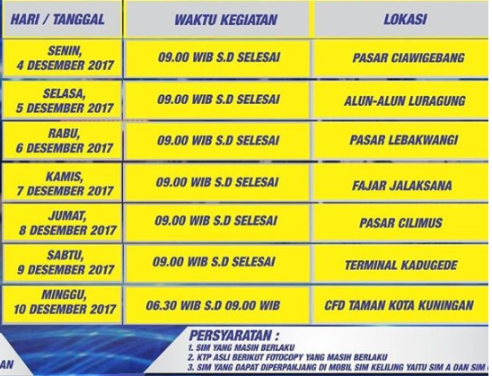 Jadwal SAMSAT Keliling Kuningan Maret 2024