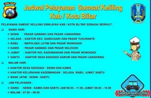 Jadwal SAMSAT Keliling Blitar Mei 2024