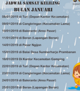 Jadwal SAMSAT Keliling Sleman Maret 2024