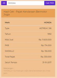 Contoh perhitungan denda pajak motor 7 bulan