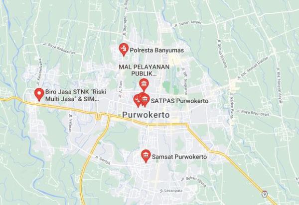Map Lokasi SAMSAT Keliling Purwokerto dan Banyumas