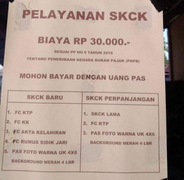 Biaya perpanjangan SKCK