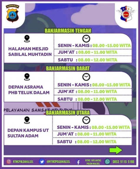 Jadwal SAMSAT Keliling Banjarmasin Hari Ini