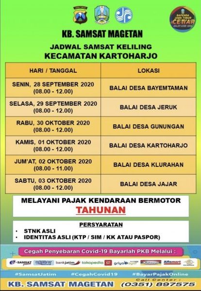 Jadwal dan Lokasi SAMSAT Keliling Magetan Tahun Lalu