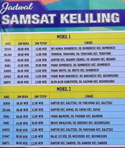 Pelayanan dan Lokasi Jadwal SAMSAT Keliling Bojonegoro Hari Ini