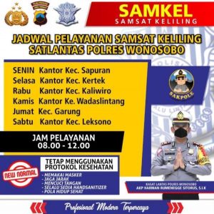 Jadwal Pelayanan SAMSAT Keliling SATLANTAS Polres WOnosobo