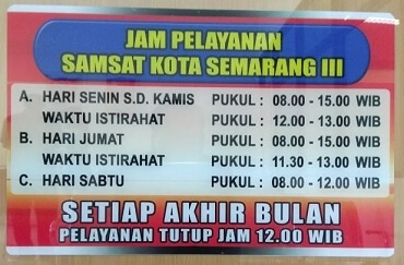 jam Pelayanan SAMSAT Kota Semarang
