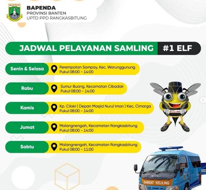 Lokasi Jadwal Pelayanan SAMSAT Keliling Wilayah Lebak Banten Terbaru ELF