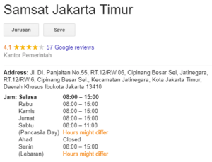 Jadwal SAMSAT Jakarta Timur