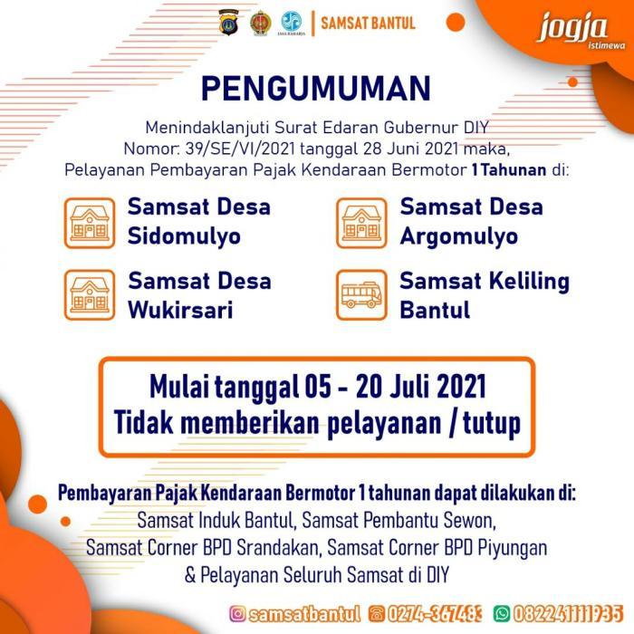 Jadwal SAMSAT Keliling Argomulyo